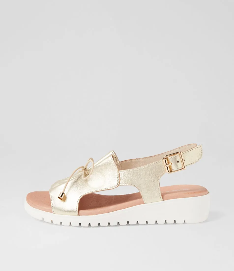 DJANGO & JULIETTE Malika Pale Gold White Leather Sandals