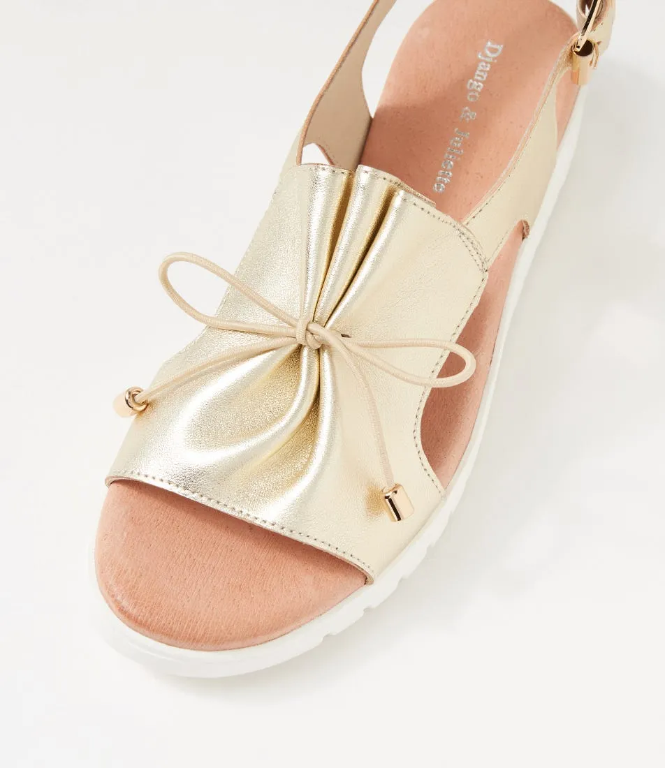 DJANGO & JULIETTE Malika Pale Gold White Leather Sandals