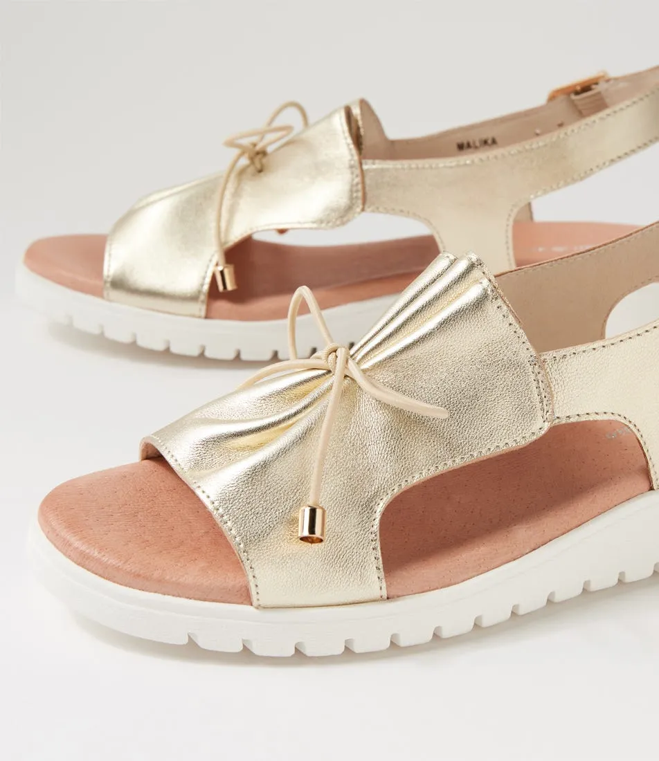 DJANGO & JULIETTE Malika Pale Gold White Leather Sandals