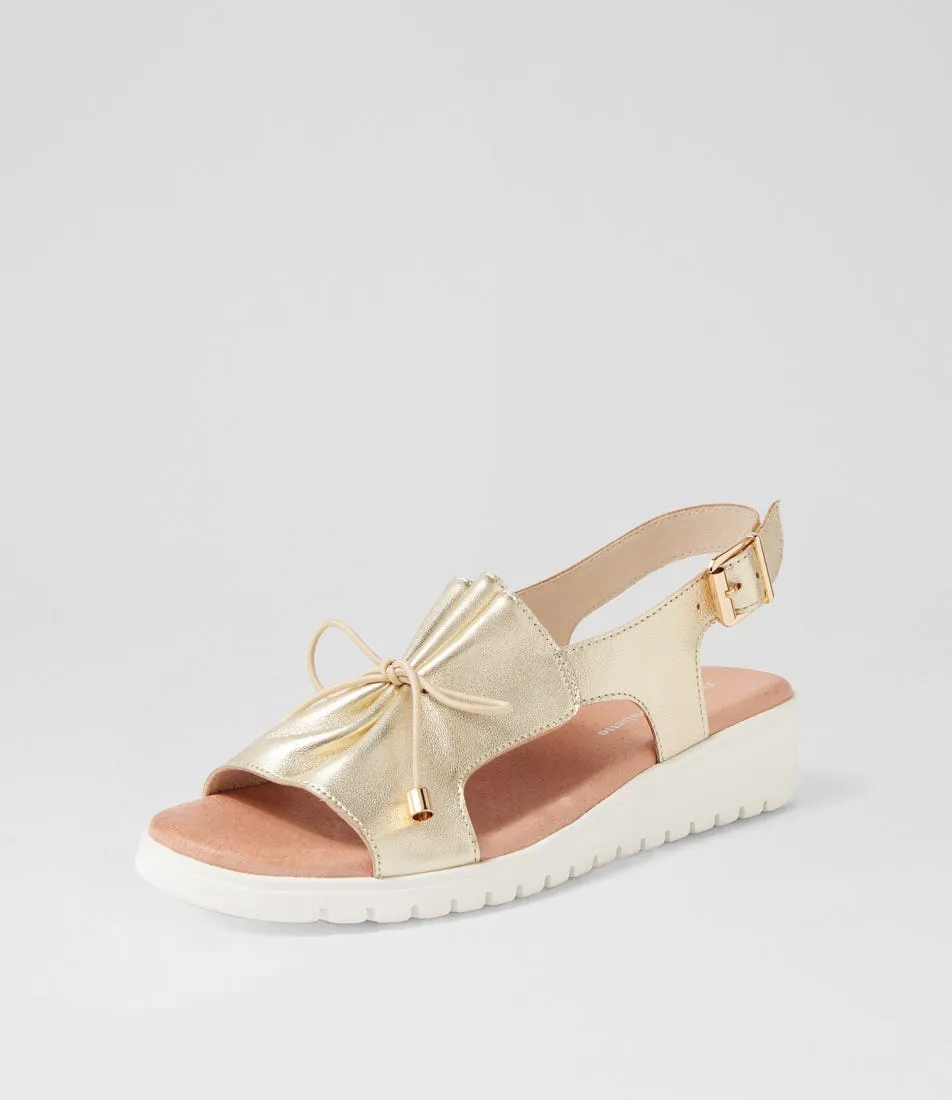 DJANGO & JULIETTE Malika Pale Gold White Leather Sandals