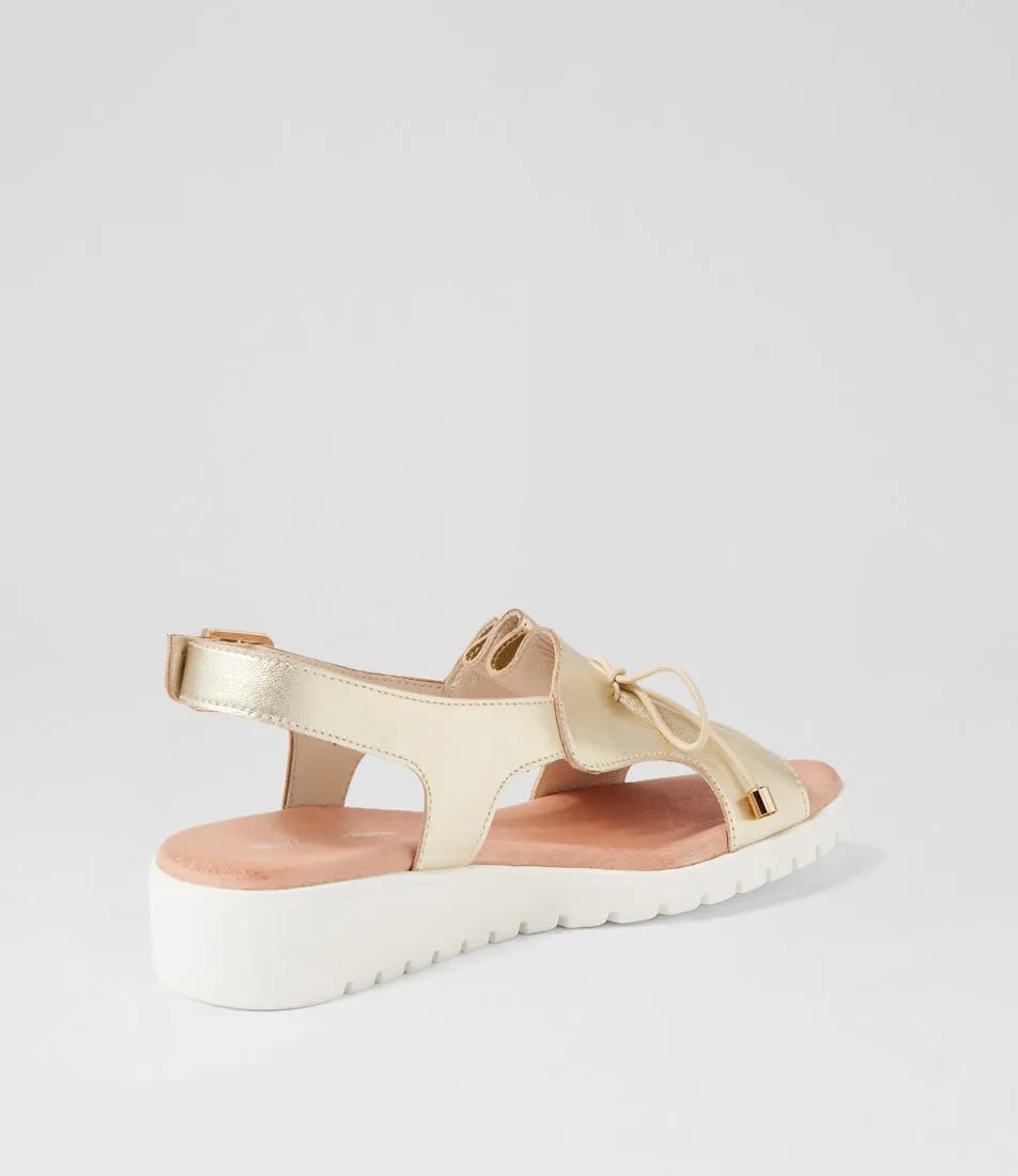 DJANGO & JULIETTE Malika Pale Gold White Leather Sandals