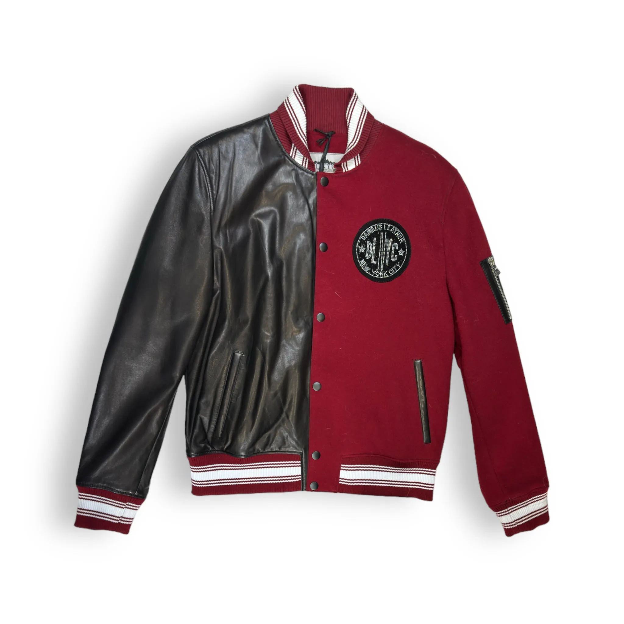 DLNYC Shiny Badge Varsity Jacket - Daniel's Leather