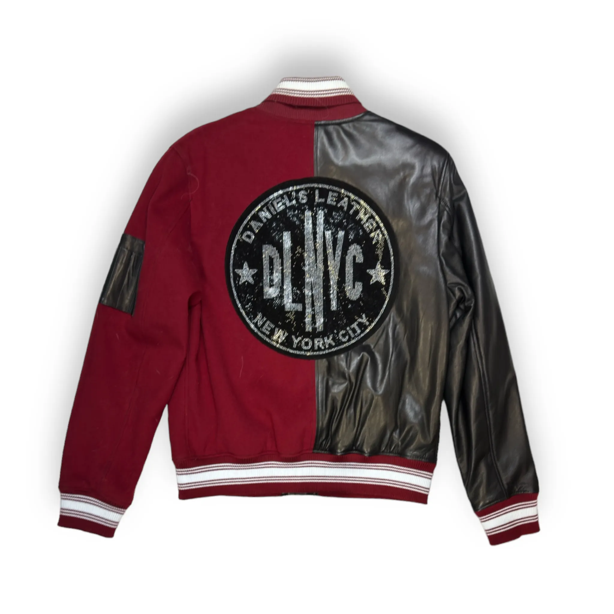 DLNYC Shiny Badge Varsity Jacket - Daniel's Leather