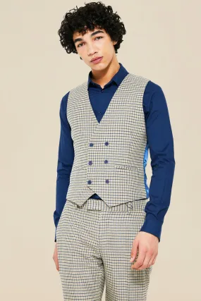 Double Breasted Dogstooth Skinny Waistcoat