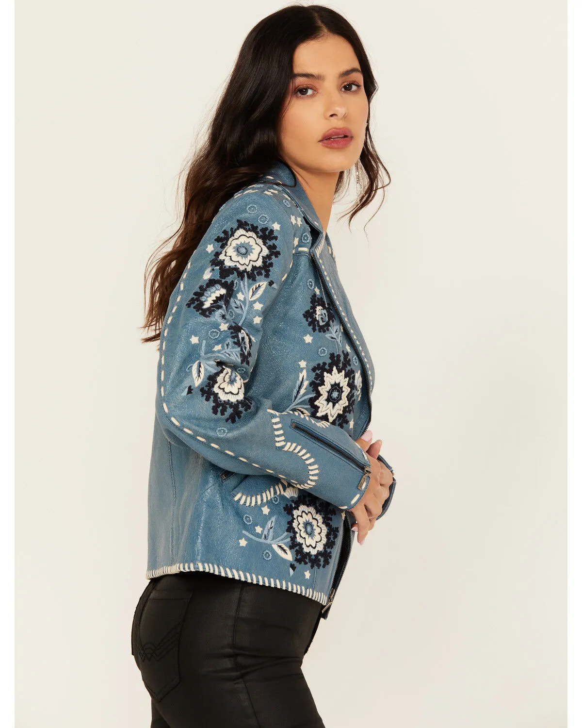 Double D Ranch Women's Floral Leather Jacket