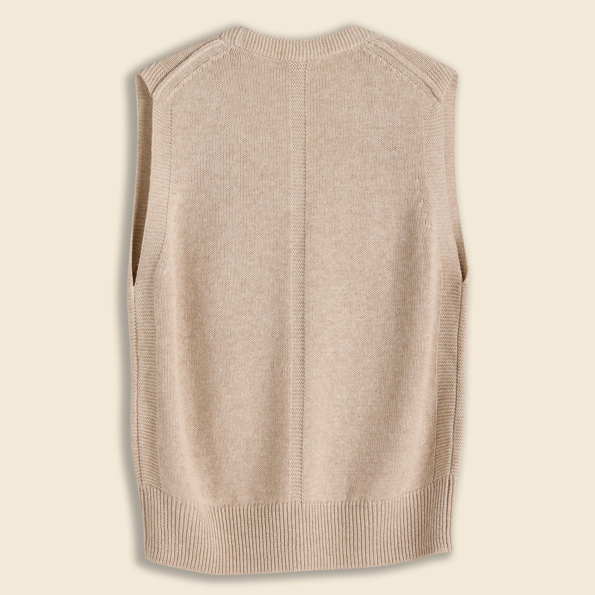 Embroidered Vest in Cotton Linen - Oatmeal