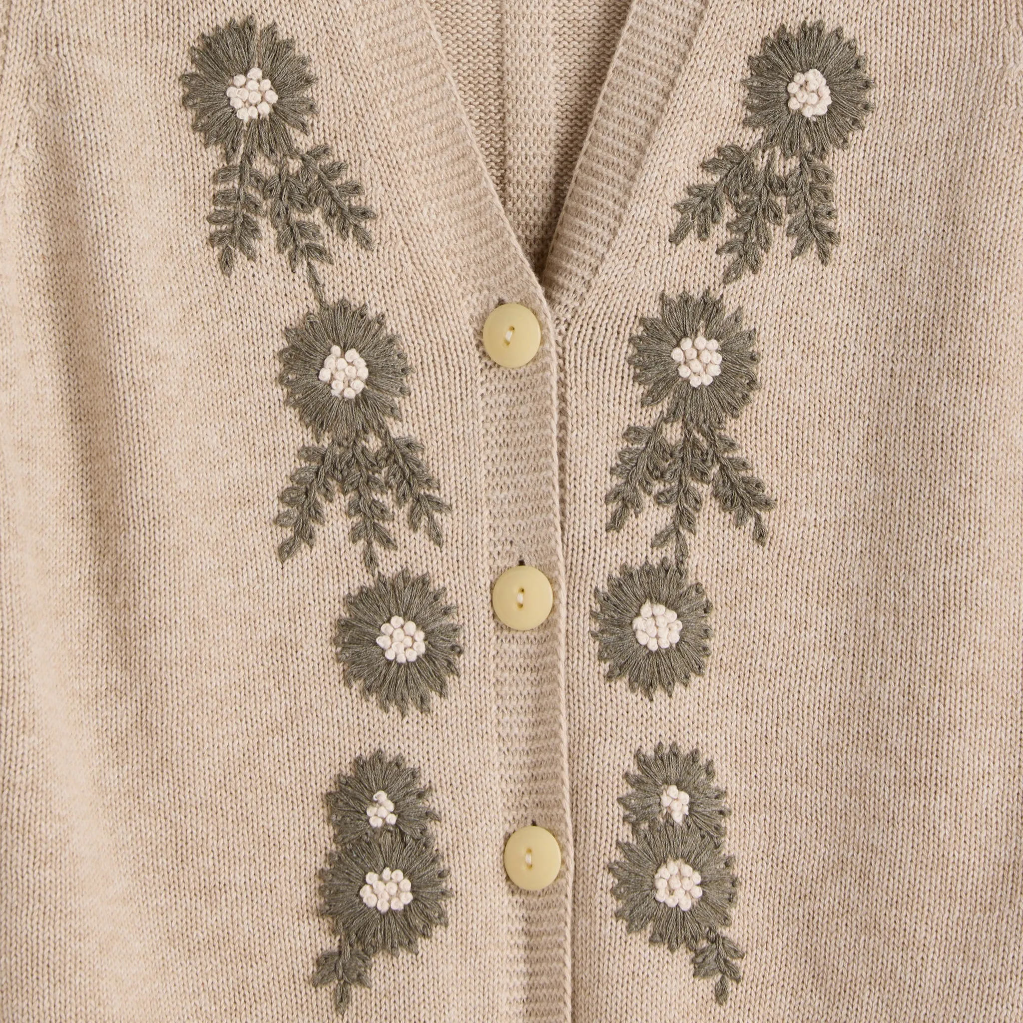 Embroidered Vest in Cotton Linen - Oatmeal