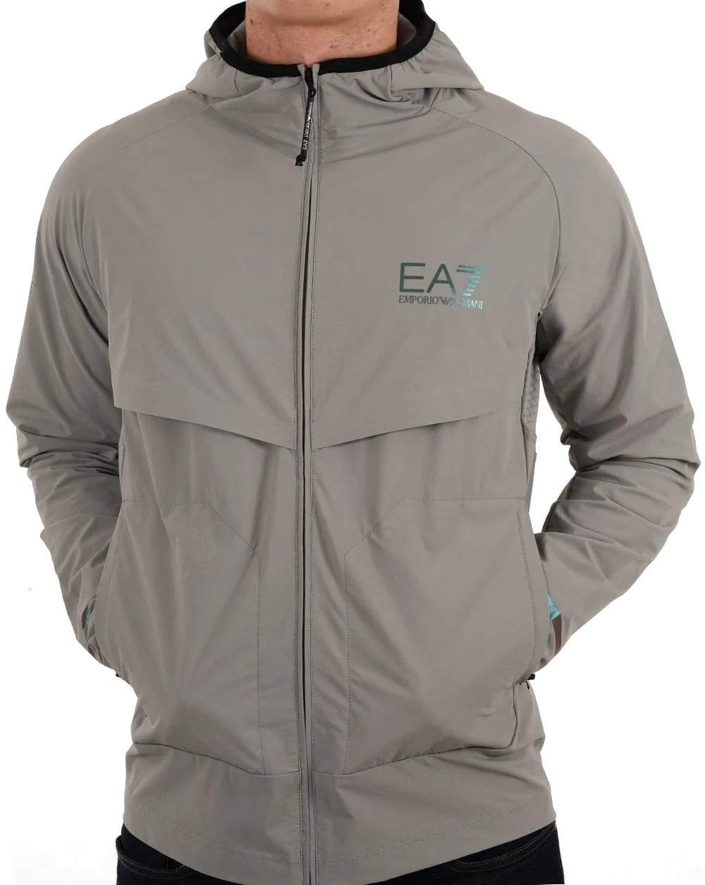 Emporio Armani EA7 Dynamic Athlete Hooded Tech Jacket Grey 