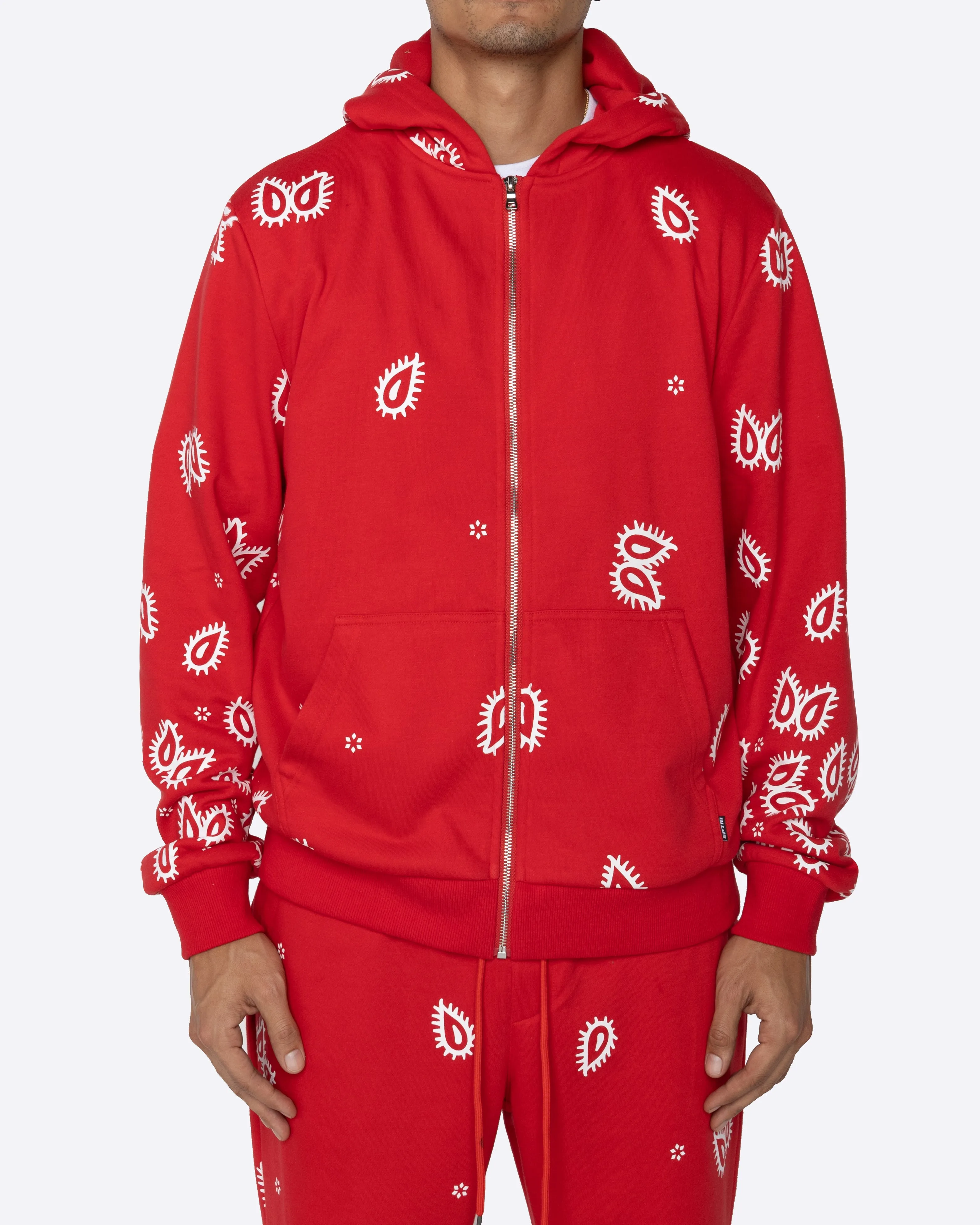 EPTM AMOEBA PRINT ZIP HOODIE-RED