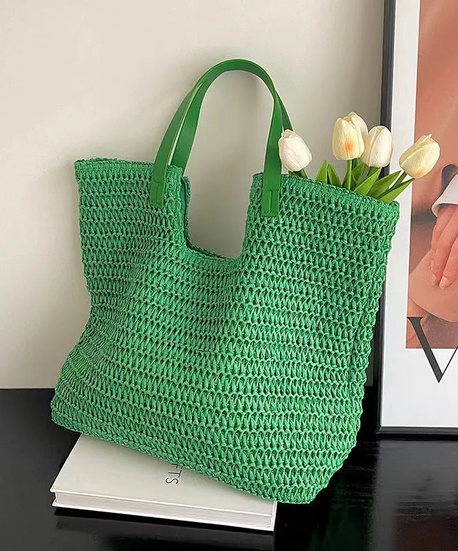 Fashionable Green Versatile Large Capacity Straw Woven Shoulder Bag