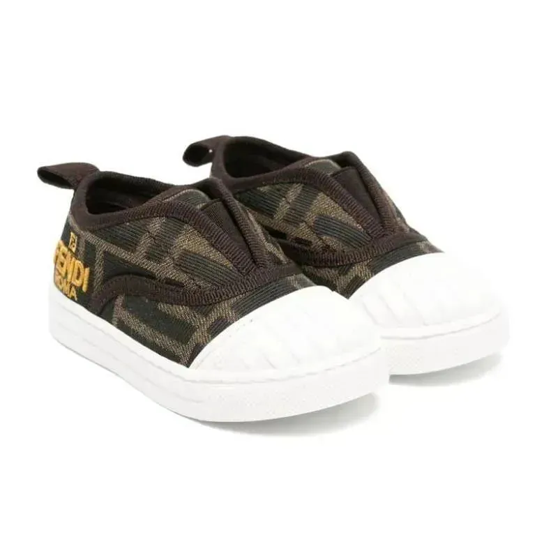 Fendi Baby - Tobacco Jacquard Junior Sneakers for First Steps