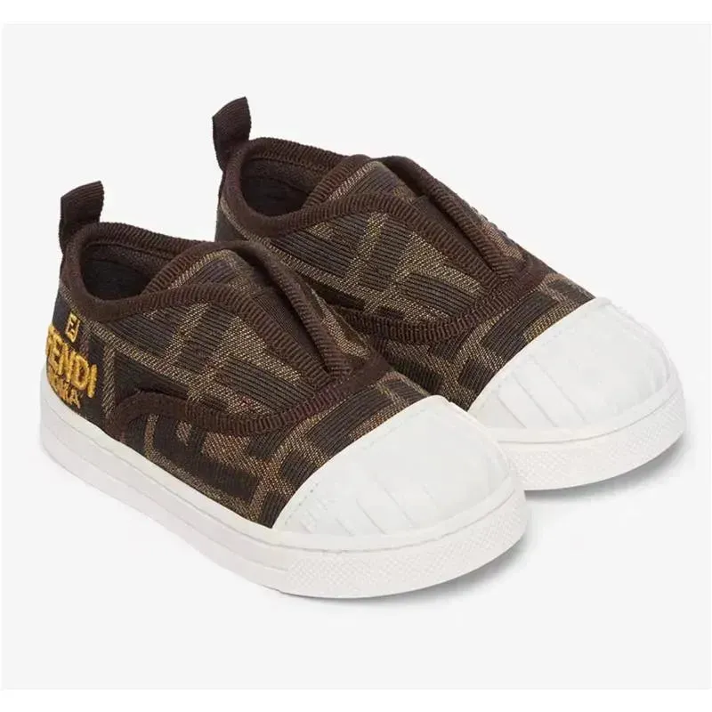 Fendi Baby - Tobacco Jacquard Junior Sneakers for First Steps