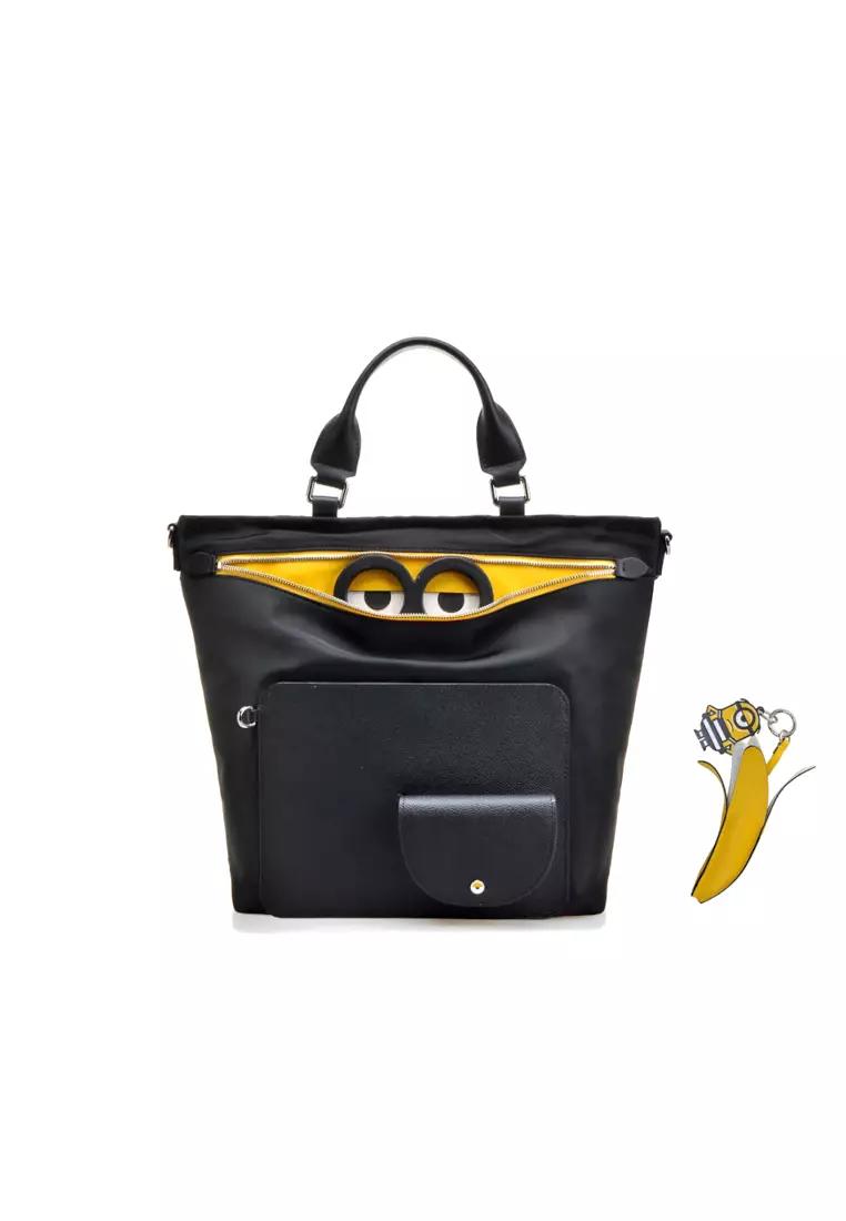 FION FION Minions Jacquard with Leather Top Handle Handbag