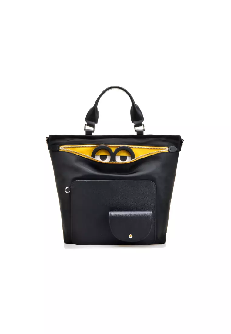 FION FION Minions Jacquard with Leather Top Handle Handbag