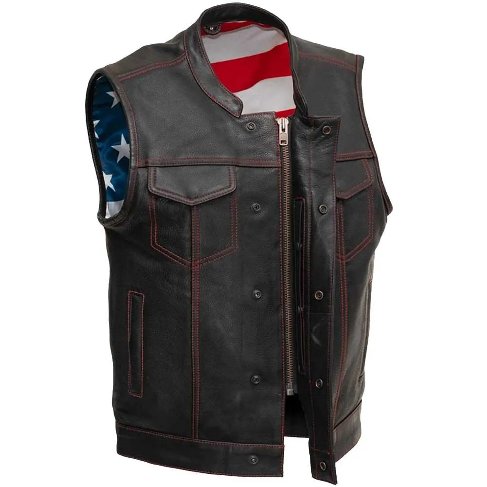 First Mfg Mens Born Free Concealment Leather Vest