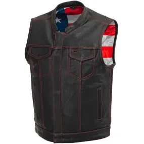 First Mfg Mens Born Free Concealment Leather Vest