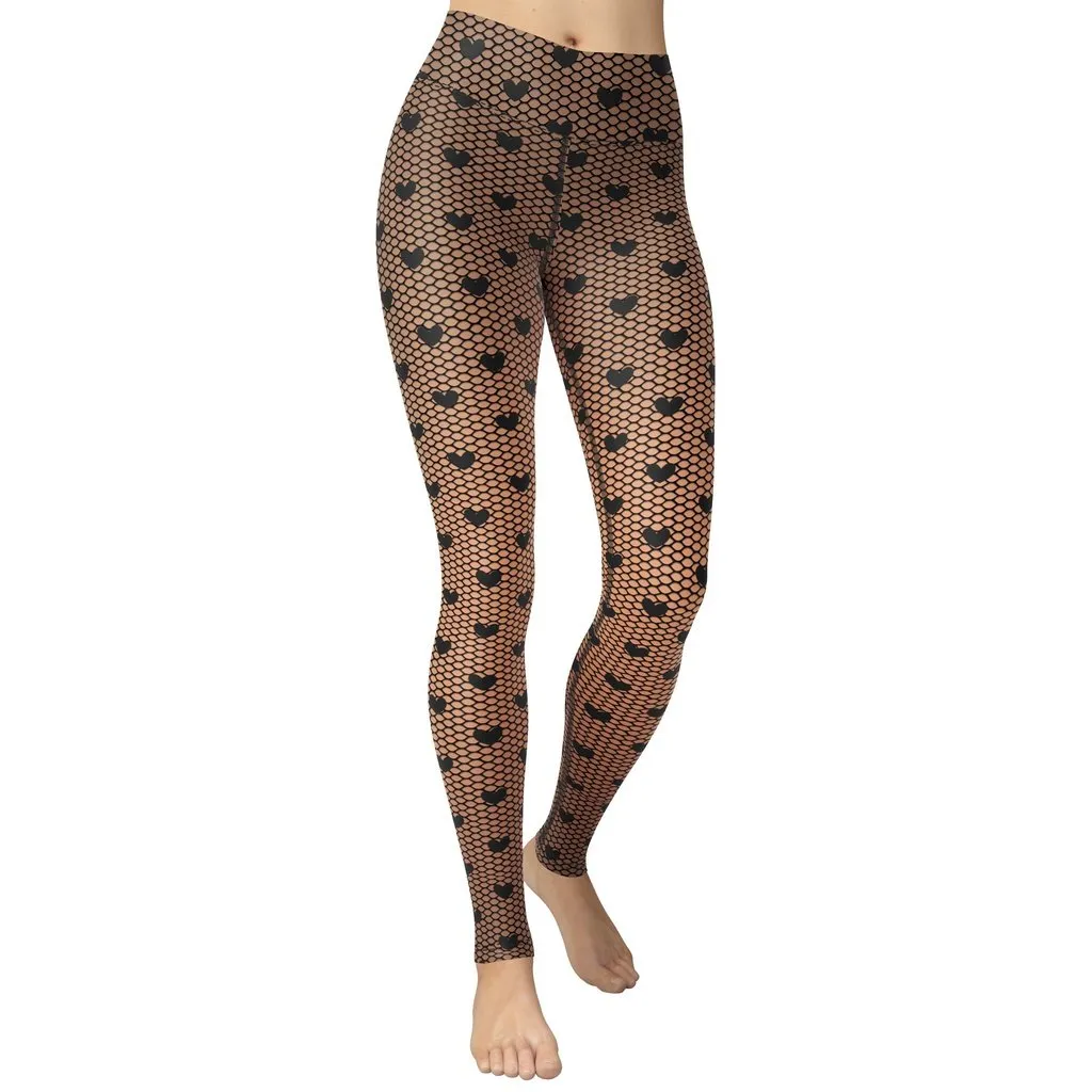 Fishnet Tights Print Yoga Leggings