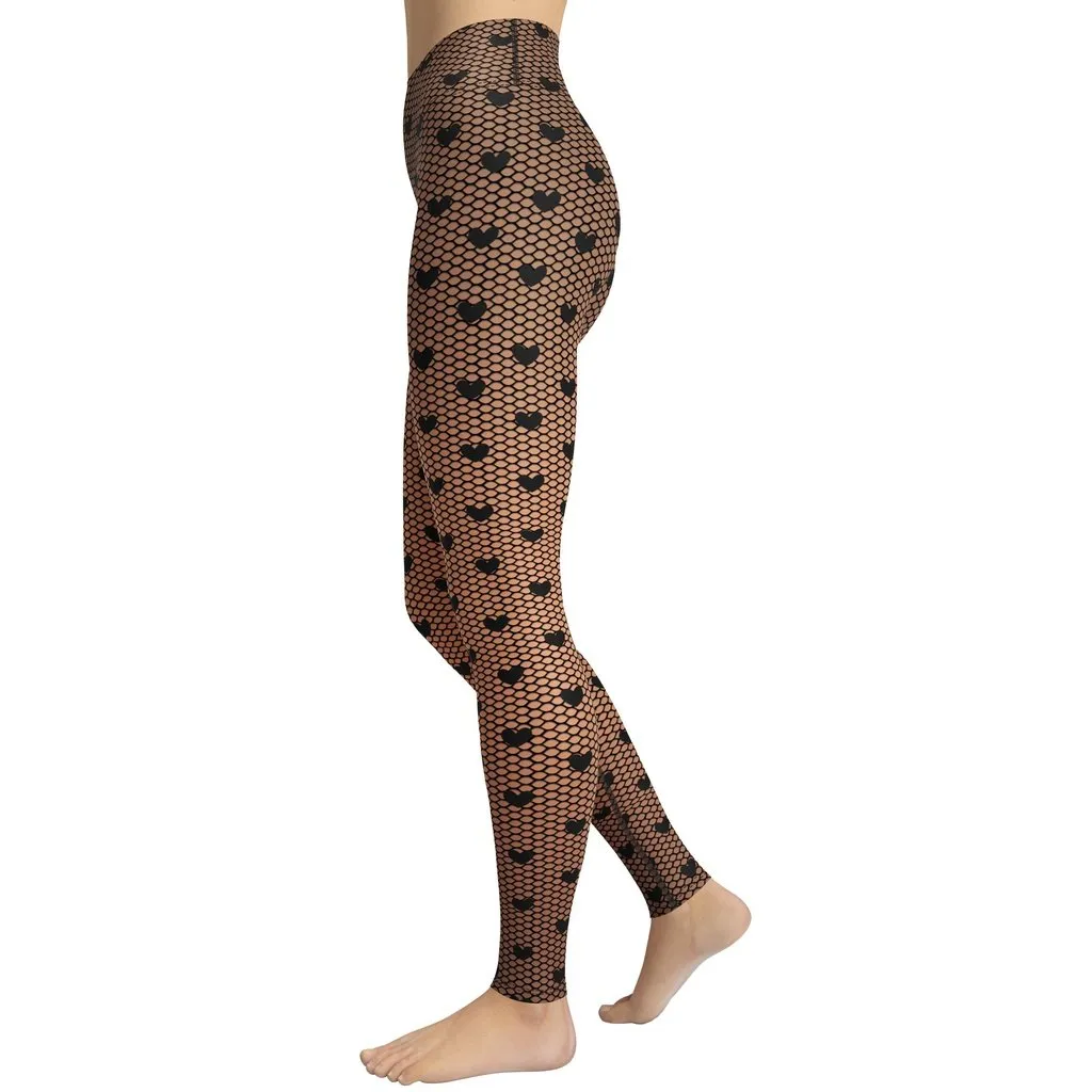 Fishnet Tights Print Yoga Leggings