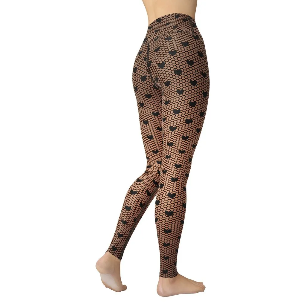 Fishnet Tights Print Yoga Leggings