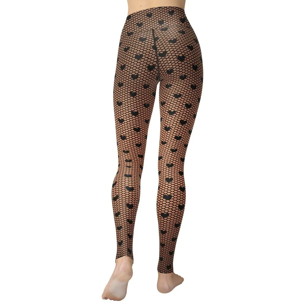 Fishnet Tights Print Yoga Leggings