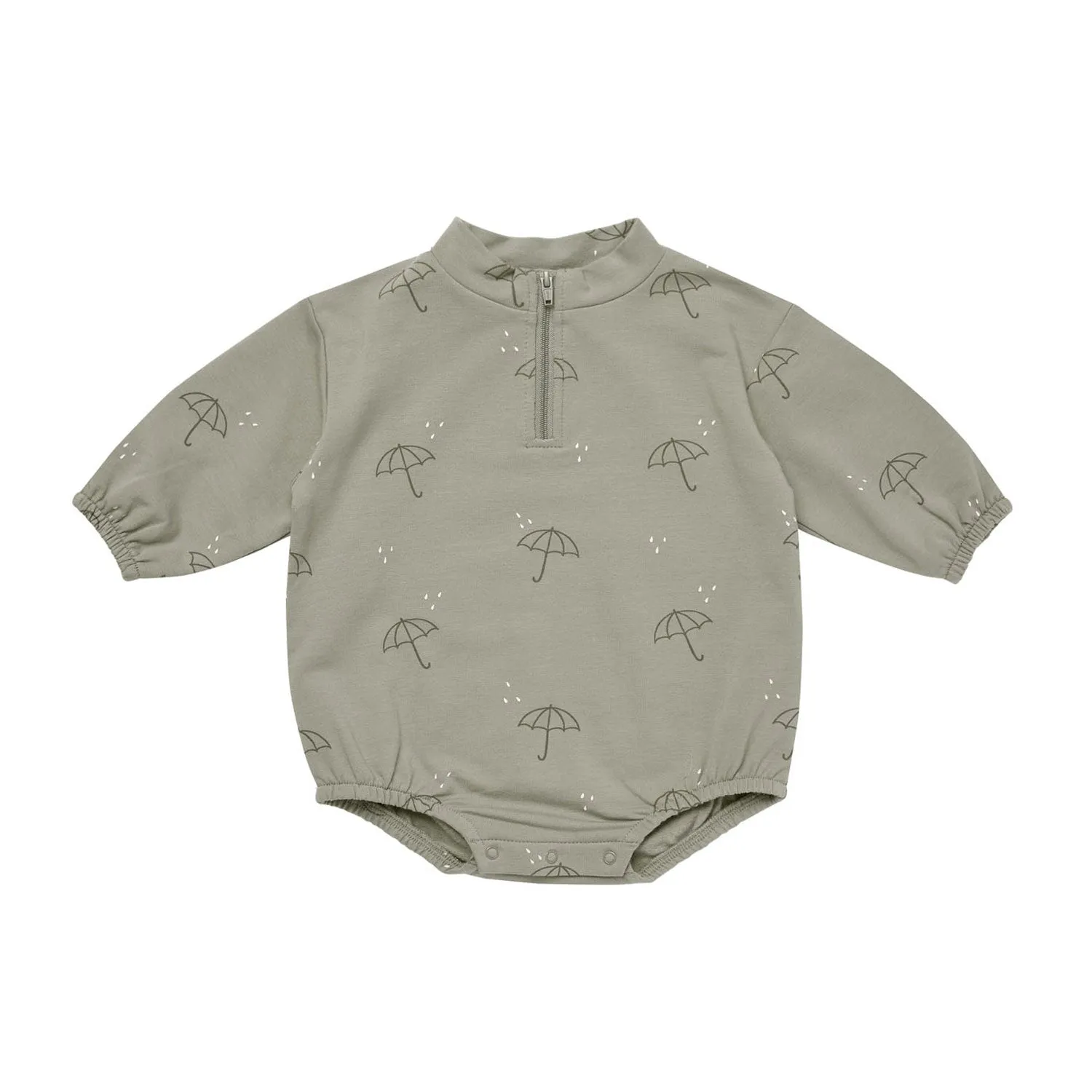 Fleece Bodhi Romper - Umbrellas - Basil - FINAL SALE