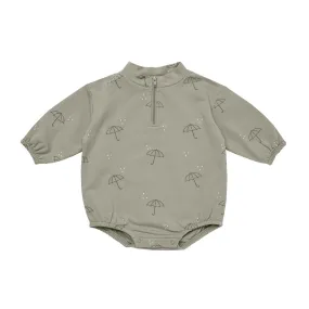 Fleece Bodhi Romper - Umbrellas - Basil - FINAL SALE