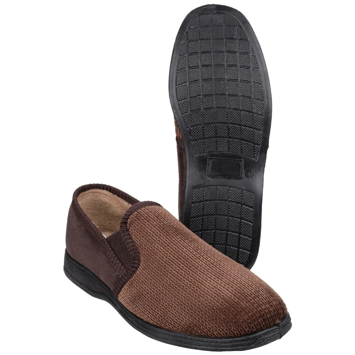 Fleet & Foster Tim Twin Gusset Slipper Brown