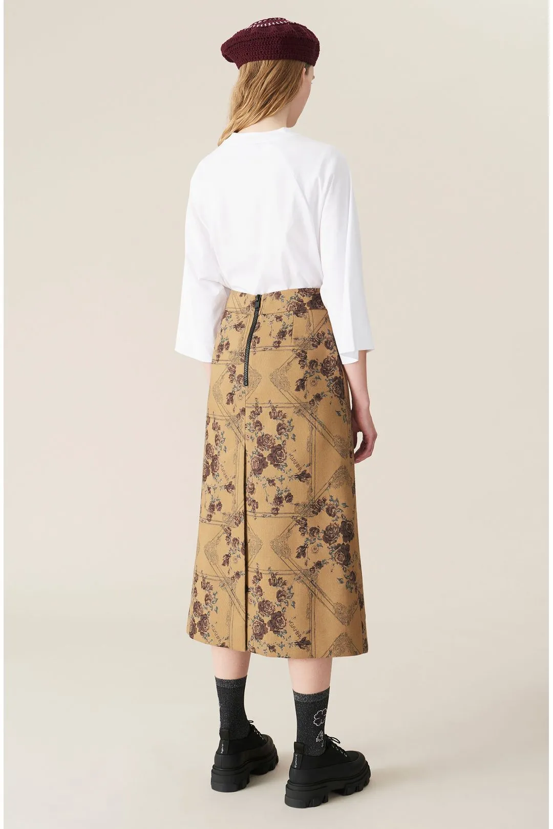 Floral Jacquard-Pattern Skirt