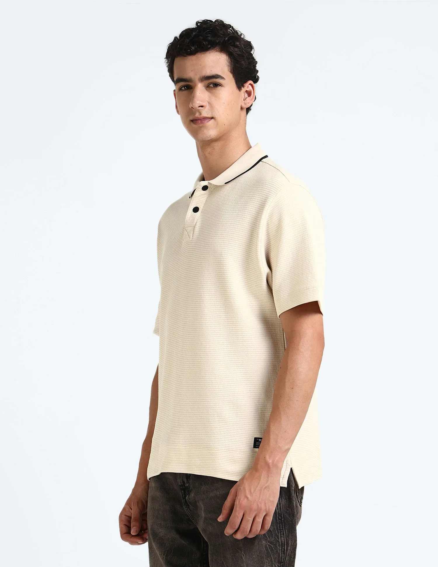 Flying Machine Cotton Textured Polo Shirt