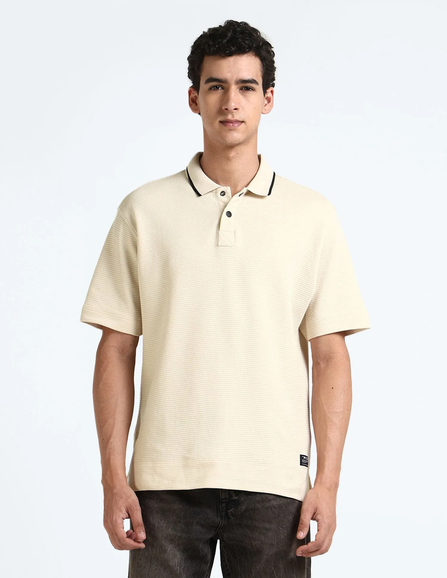 Flying Machine Cotton Textured Polo Shirt