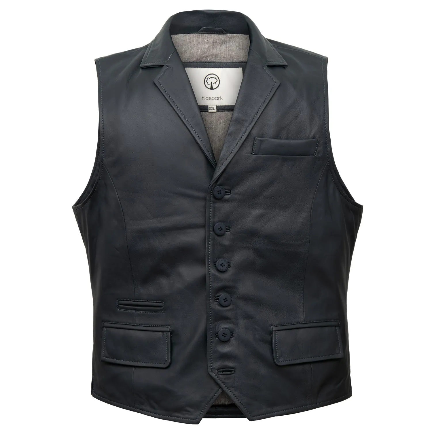 Flynn: Men's Navy Leather Waistcoat