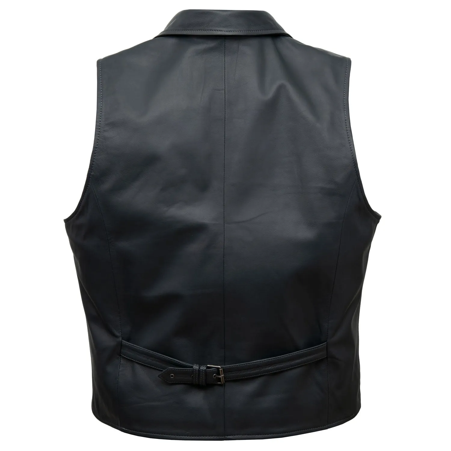 Flynn: Men's Navy Leather Waistcoat