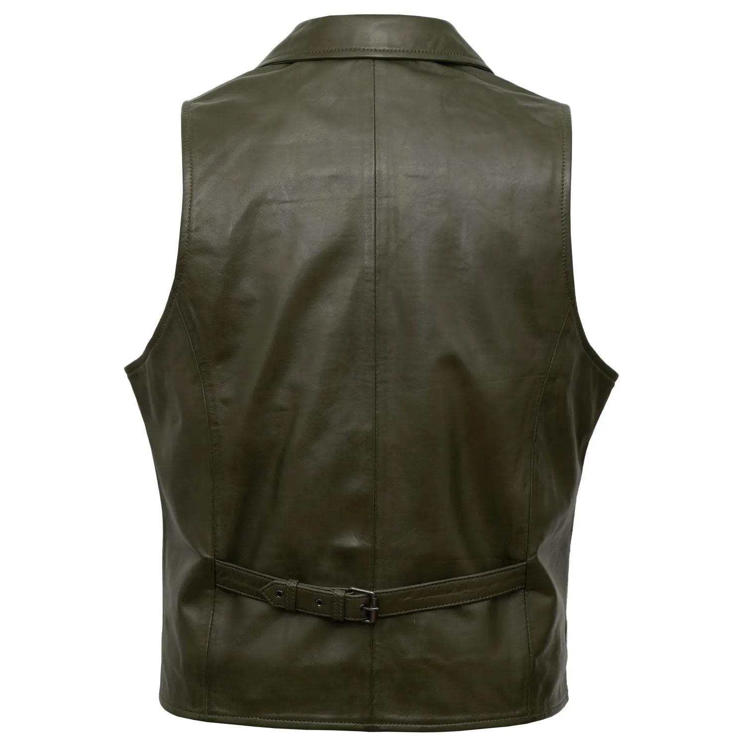 Flynn: Men's Olive Leather Waistcoat