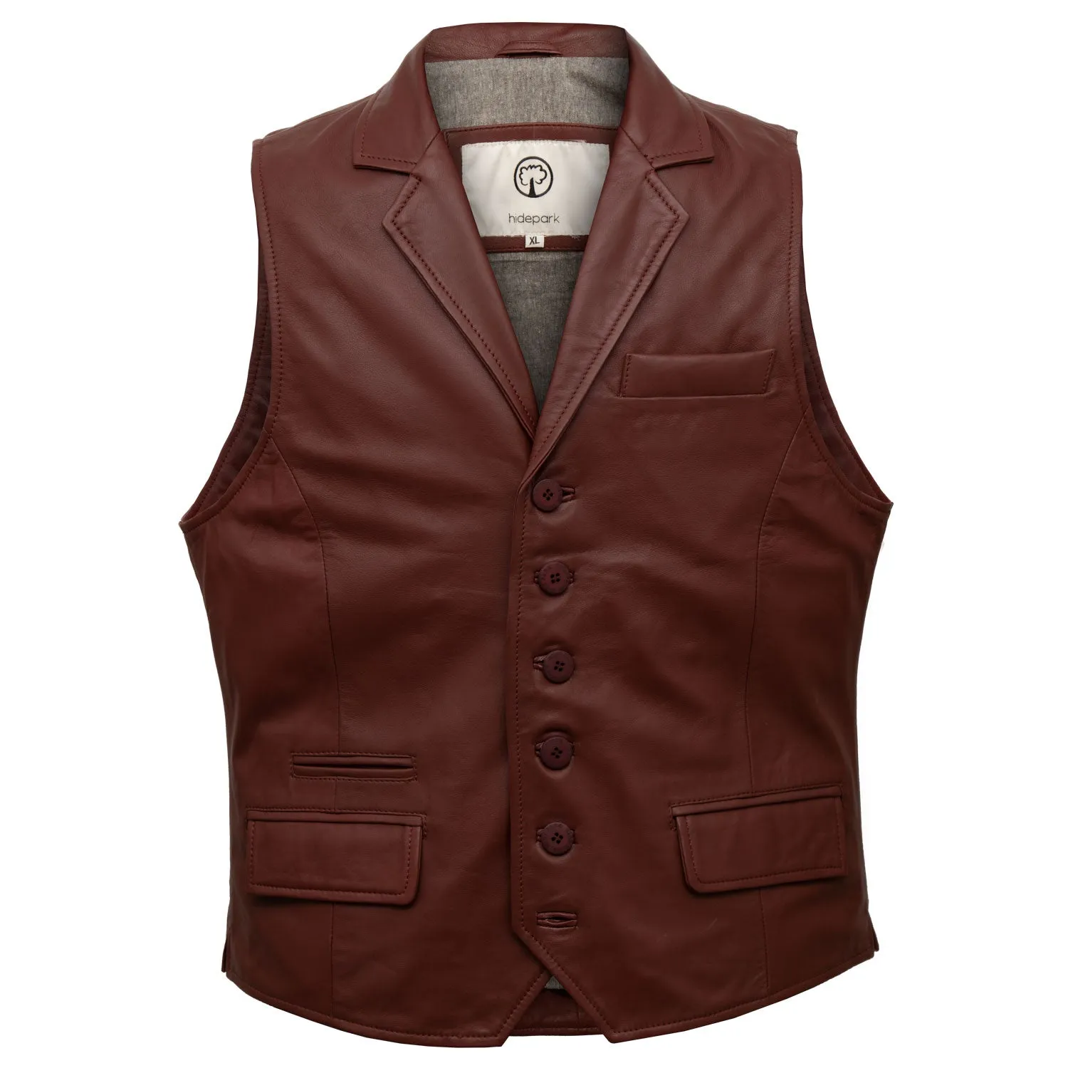 Flynn: Men's Red Leather Waistcoat