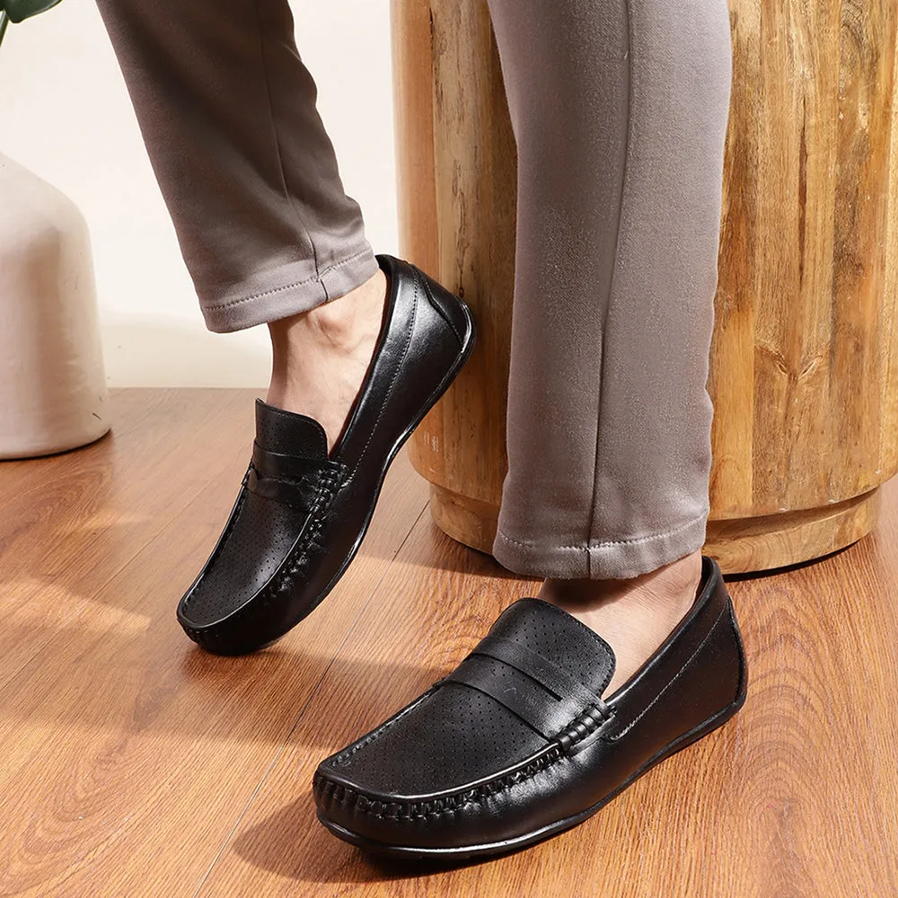 Fortune (Black) Classic Loafer Shoes For Men RLE-102 By Liberty