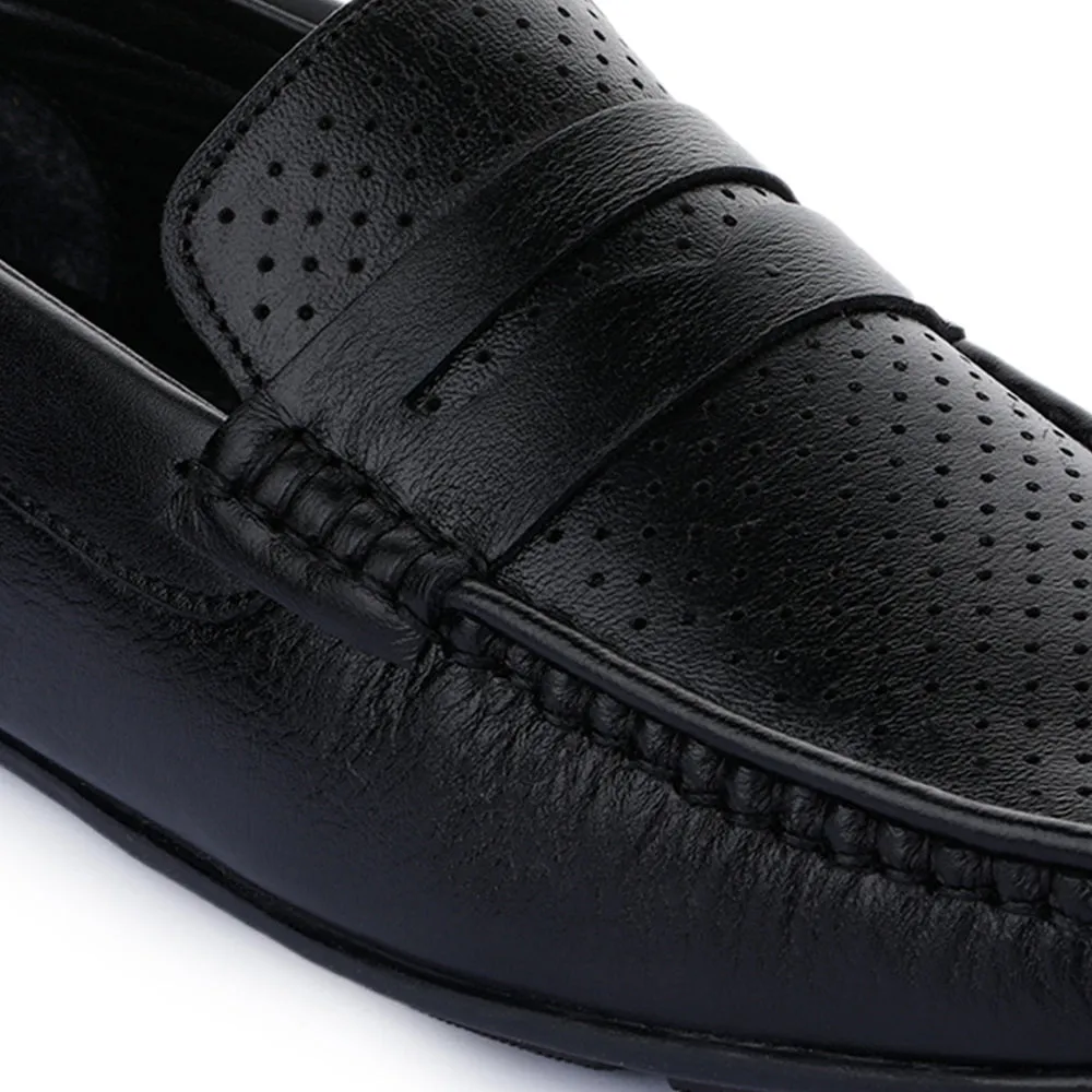 Fortune (Black) Classic Loafer Shoes For Men RLE-102 By Liberty