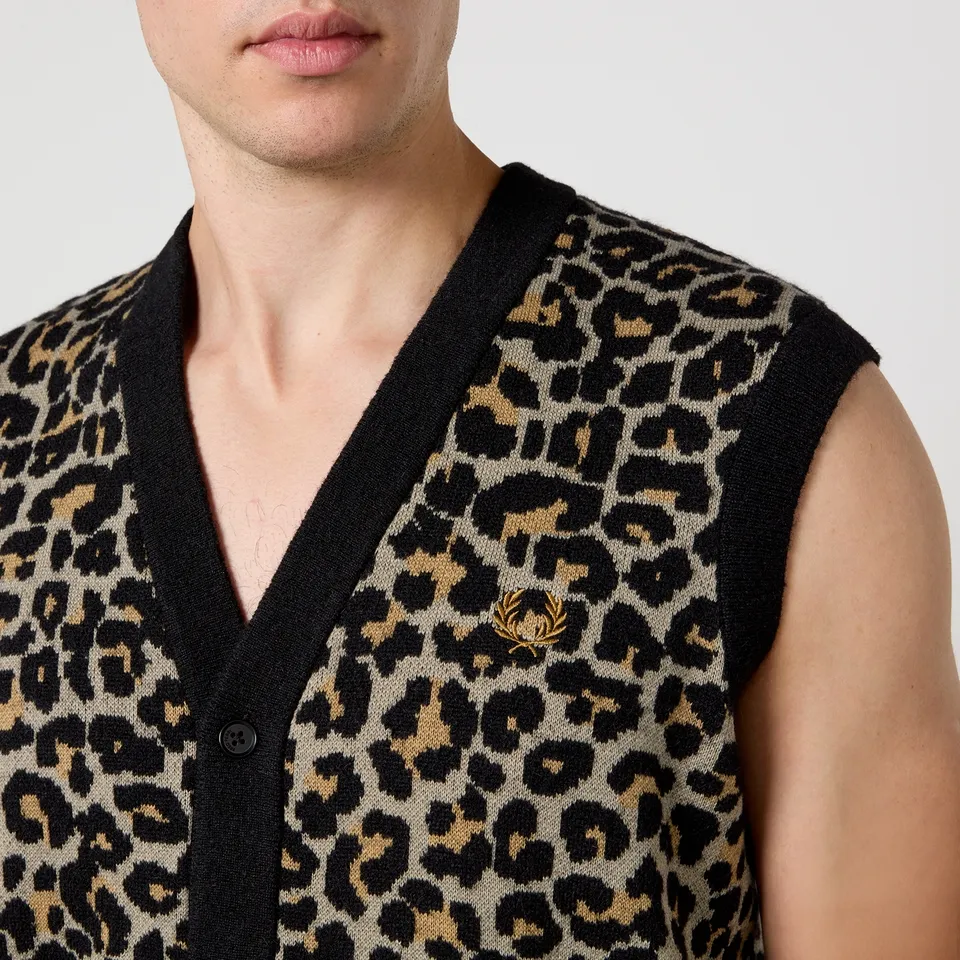 Fred Perry Leopard Cotton-Blend Jacquard Vest - M | Coggles