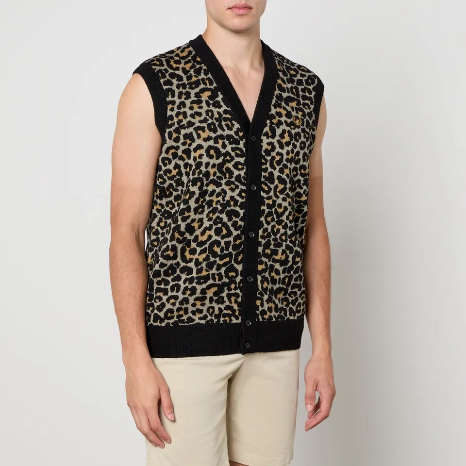 Fred Perry Leopard Cotton-Blend Jacquard Vest - M | Coggles