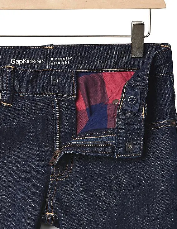 GAP Boys Blue 1969 Flannel Lined Straight Jeans