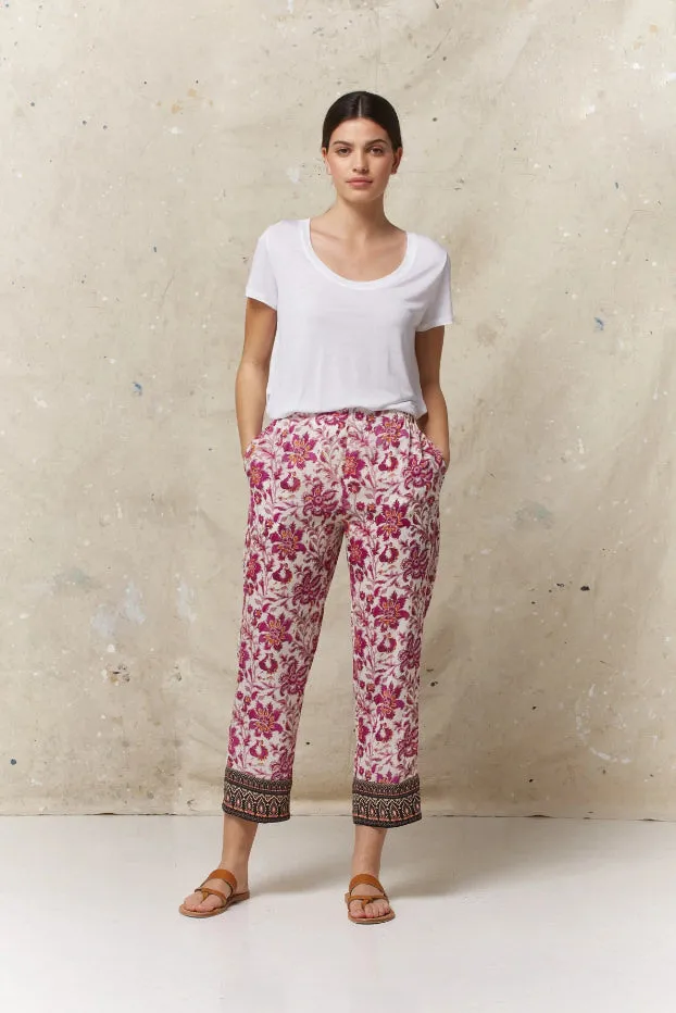 Gerard Darel & PabloEMAEL PINK FLORAL PRINT ELASTICATED WAIST TROUSERS