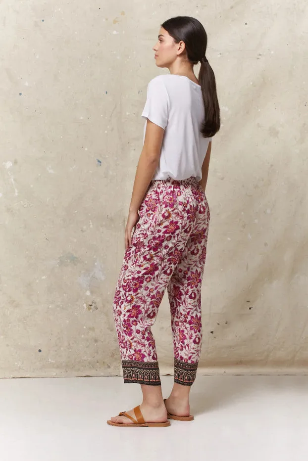 Gerard Darel & PabloEMAEL PINK FLORAL PRINT ELASTICATED WAIST TROUSERS