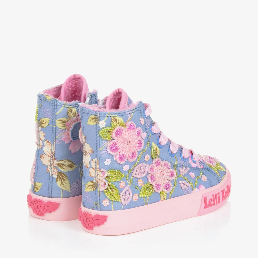 Girls Blue & Pink High-Top Trainers