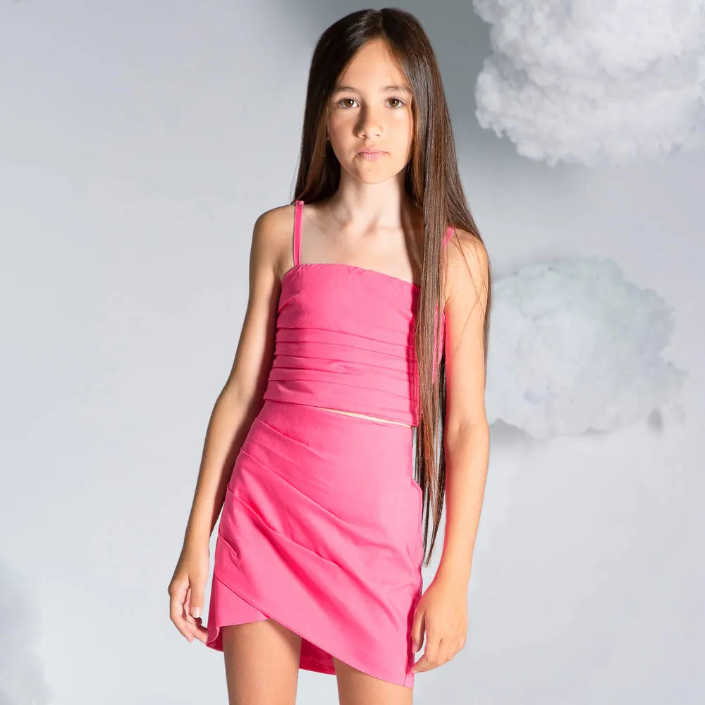 Girls Pink Ruched Skirt