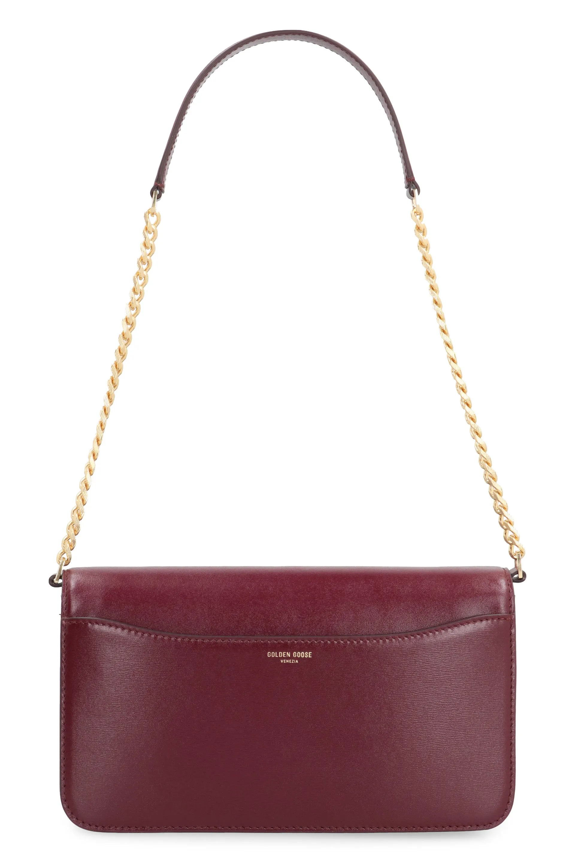 GOLDEN GOOSE Elegant Gioia Mini Leather Shoulder Bag, Grape - 24.5x13x6.5 cm