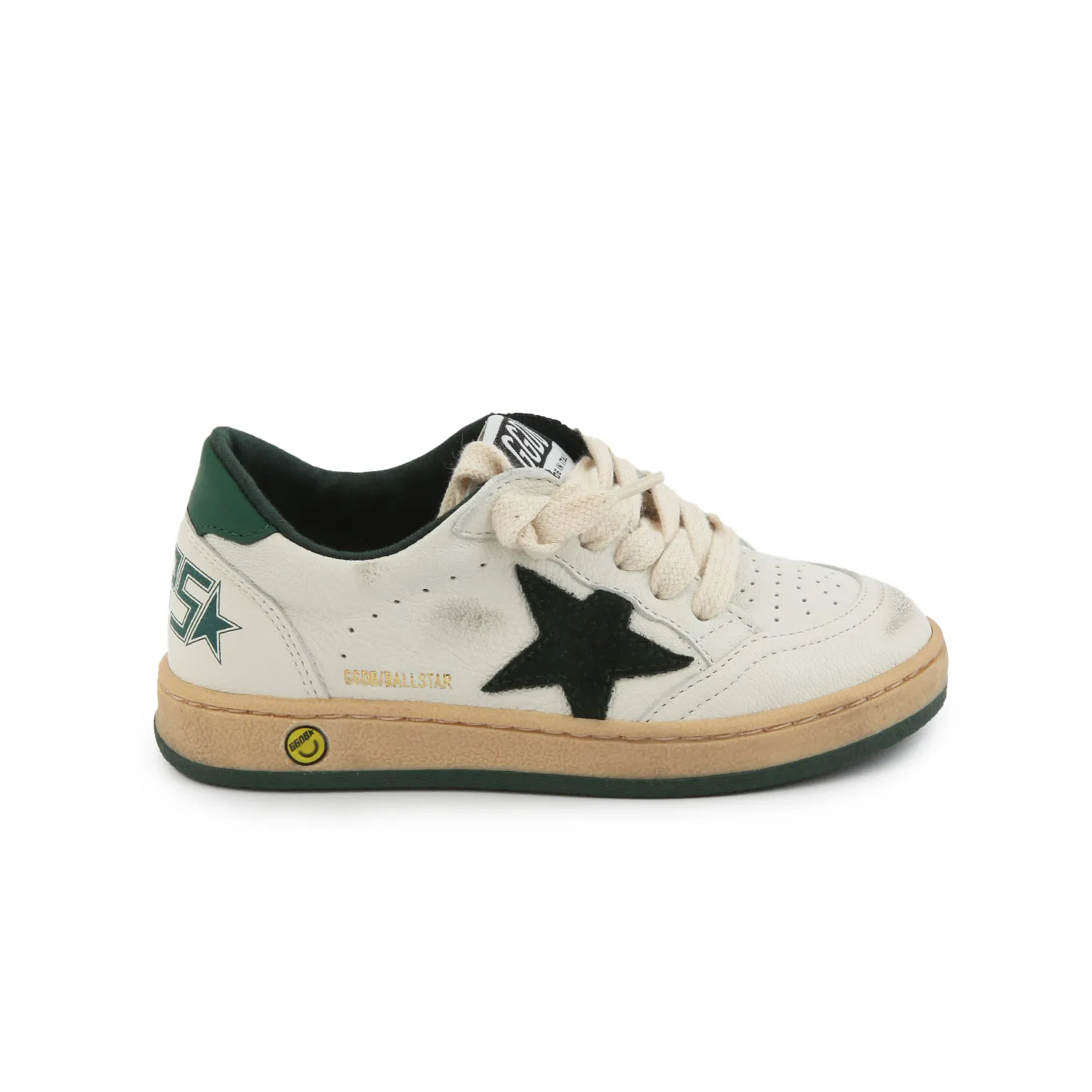 Golden Goose White And Green Unisex Ball Star Sneakers For Children