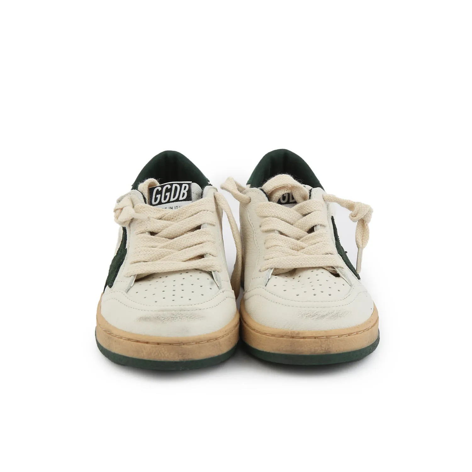 Golden Goose White And Green Unisex Ball Star Sneakers For Children