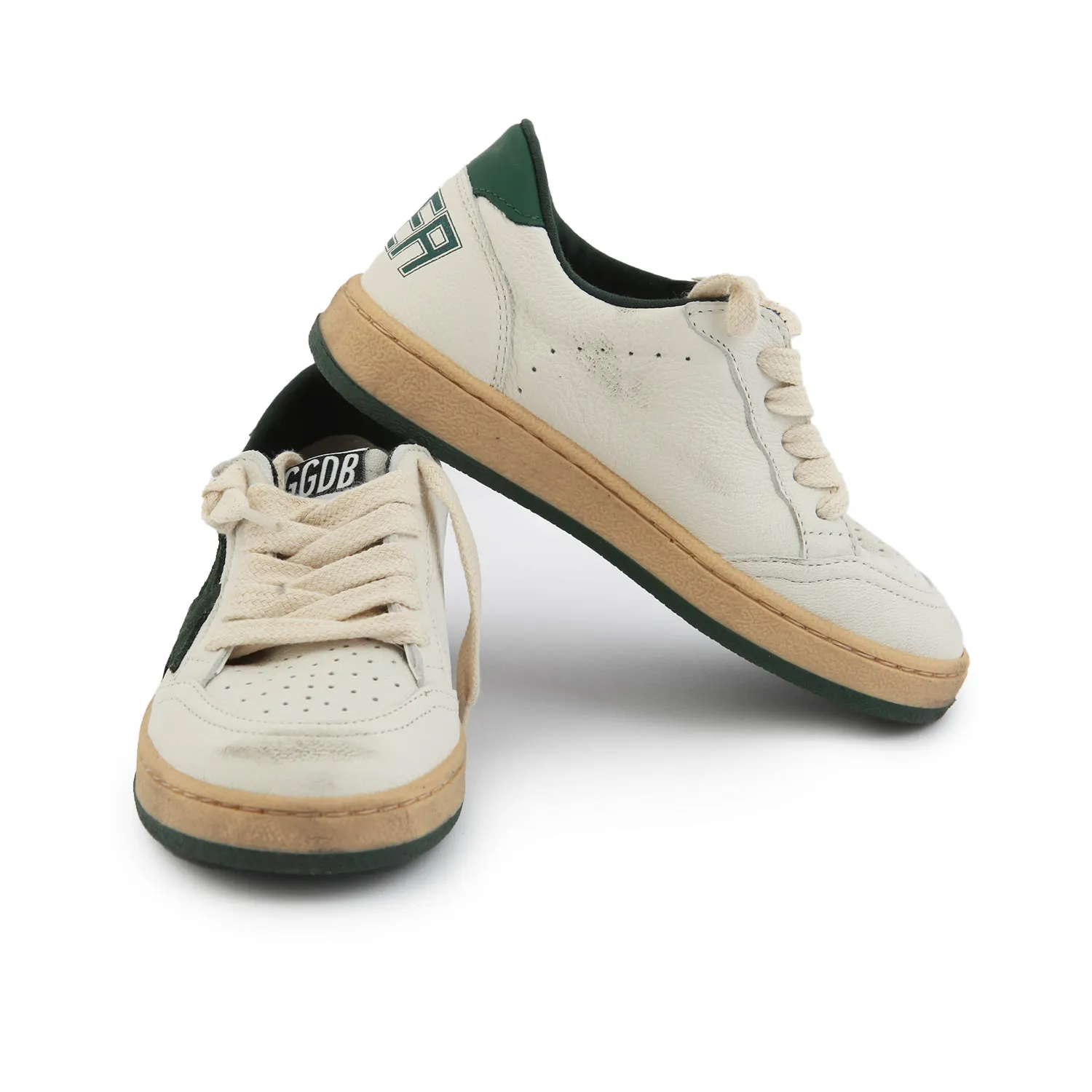 Golden Goose White And Green Unisex Ball Star Sneakers For Children