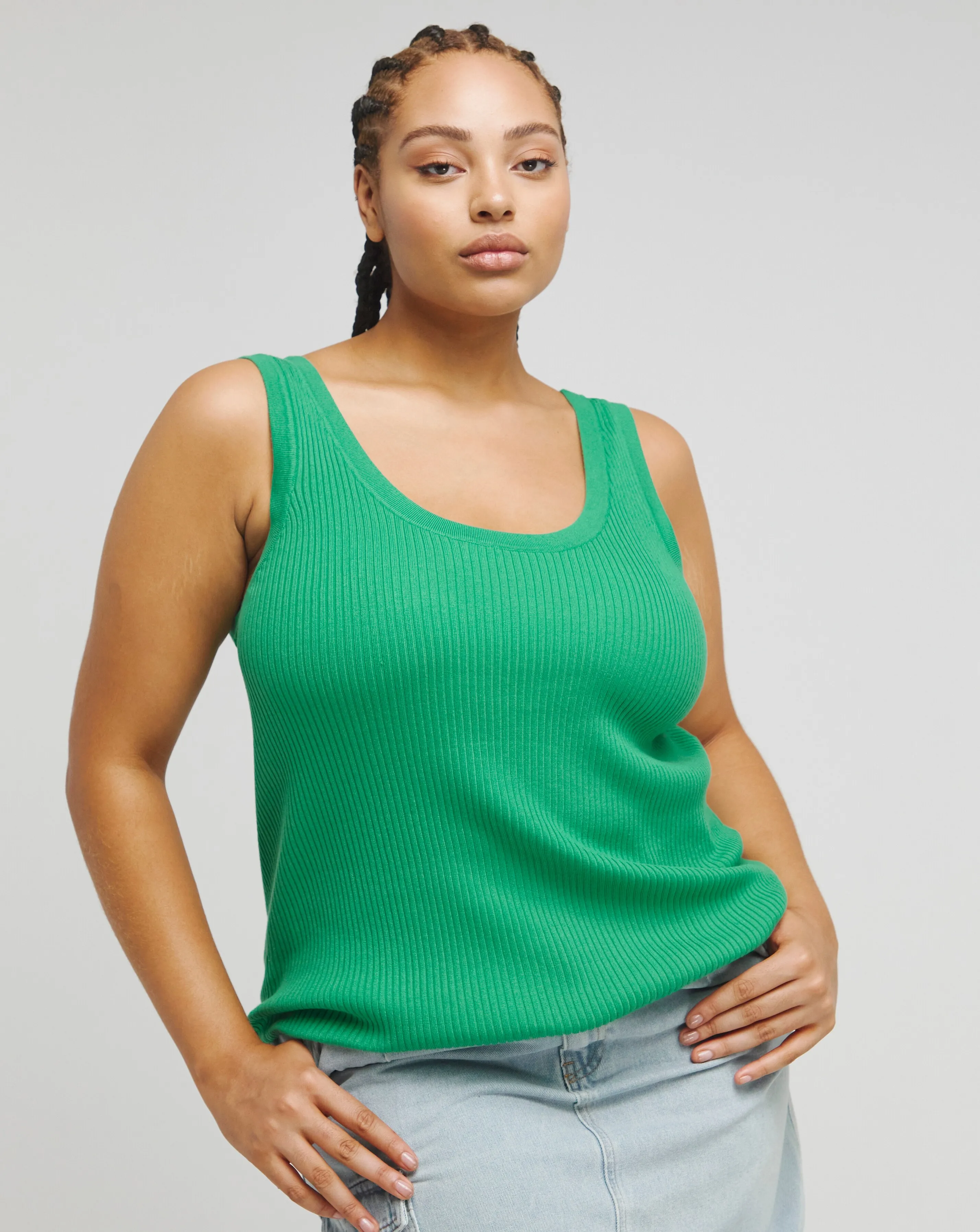 Green Scoop Neck Ribbed Knitted Vest | Simply Be