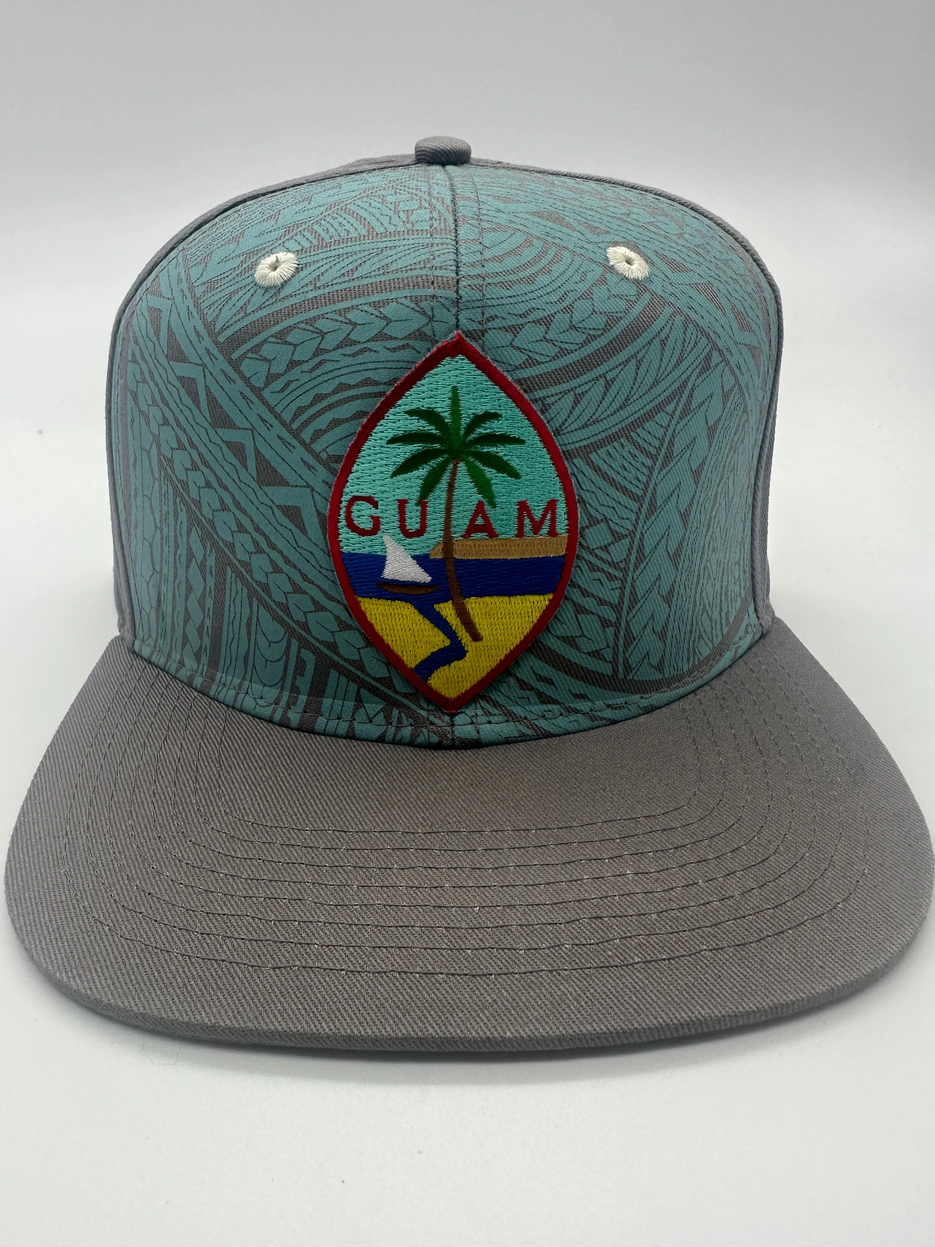 Guam Teal Tribal Seal SnapBack Hat Brim