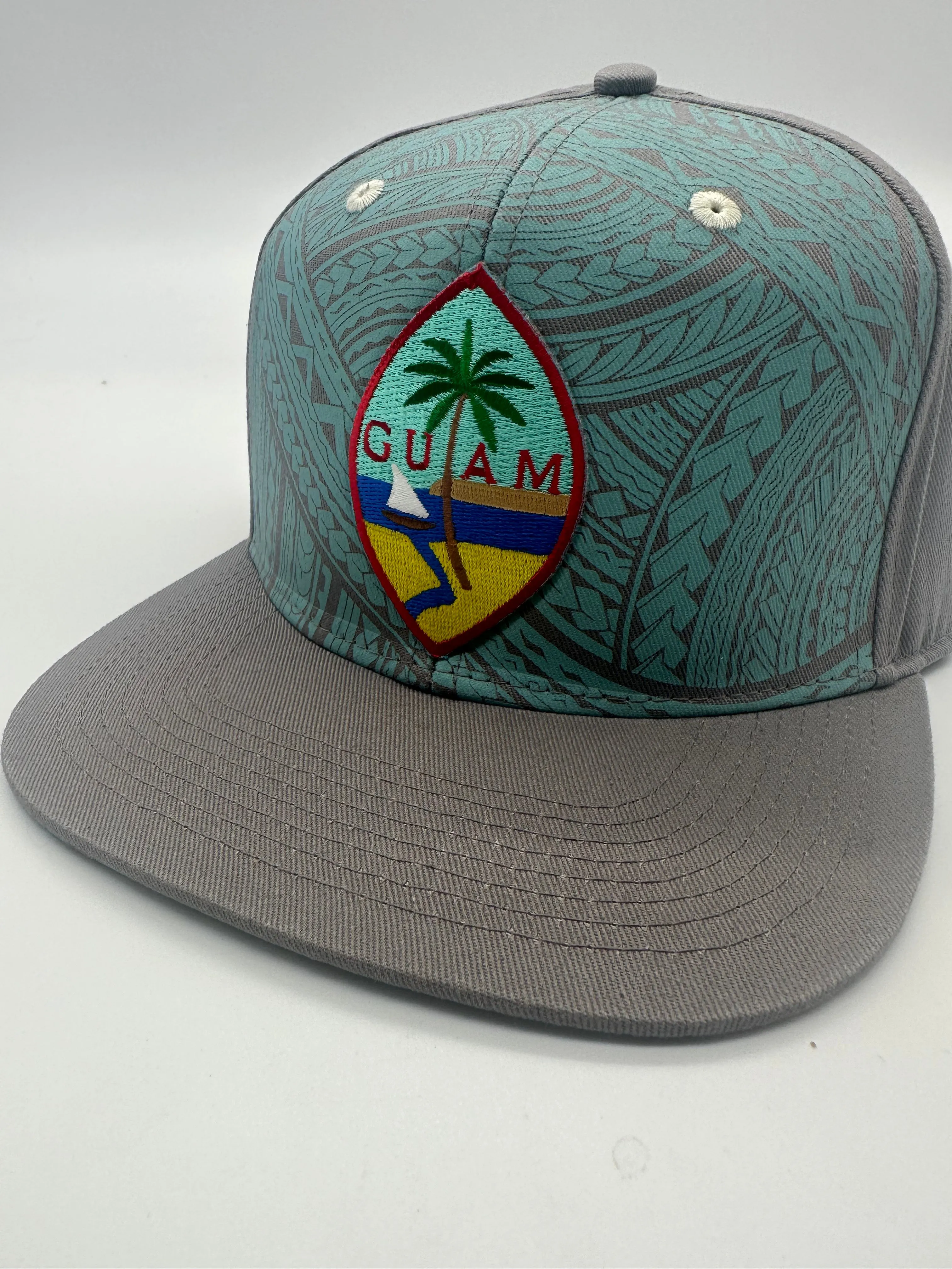 Guam Teal Tribal Seal SnapBack Hat Brim